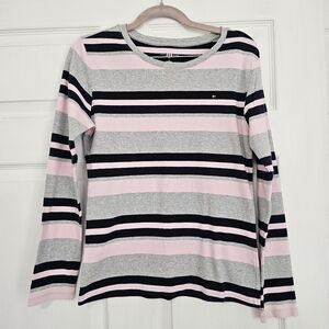 Tommy Hilfiger Women's Long Sleeve Striped Tee - Pink, Gray, Black